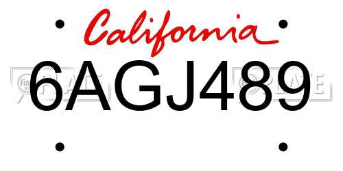 6AGJ489 California License Plate