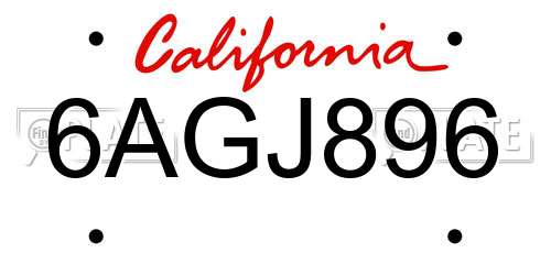6AGJ896 California License Plate