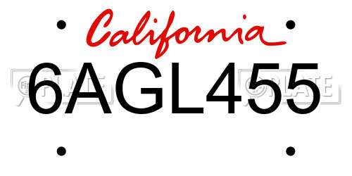 6AGL455 California License Plate