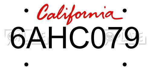 6AHC079 California License Plate