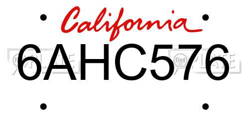6AHC576 California License Plate