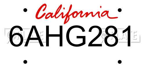 6AHG281 California License Plate