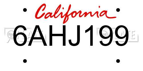 6AHJ199 California License Plate