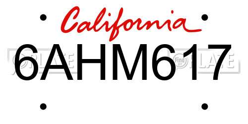 6AHM617 California License Plate