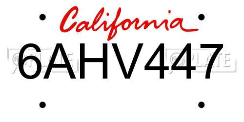 6AHV447 California License Plate