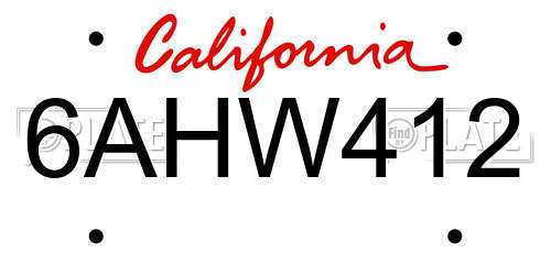 6AHW412 California License Plate
