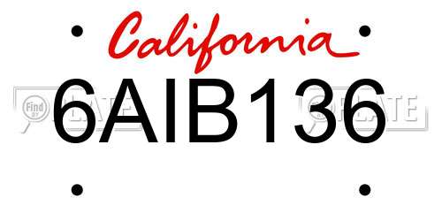 6AIB136 California License Plate
