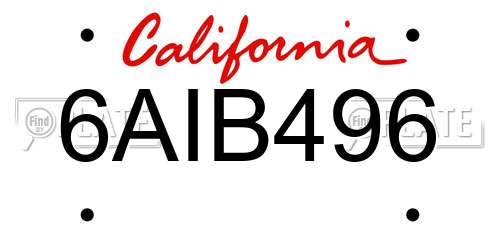 6AIB496 California License Plate