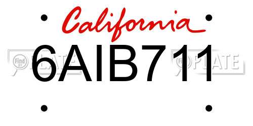6AIB711 California License Plate