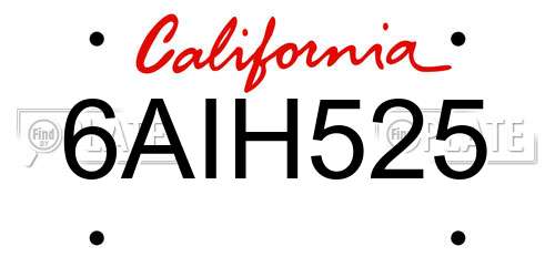 6AIH525 California License Plate