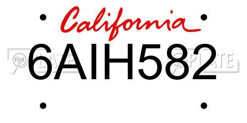 6AIH582 California License Plate