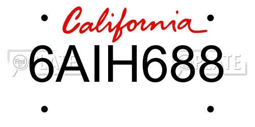 6AIH688 California License Plate