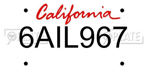 6AIL967 California License Plate