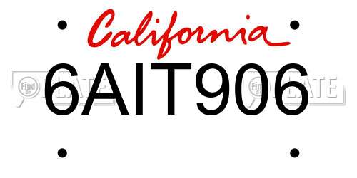 6AIT906 California License Plate