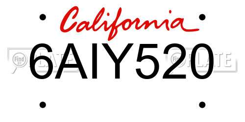 6AIY520 California License Plate