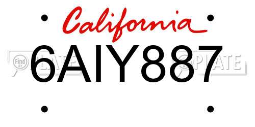 6AIY887 California License Plate