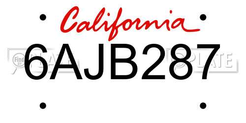 6AJB287 California License Plate