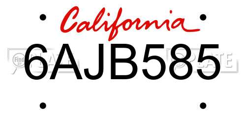 6AJB585 California License Plate