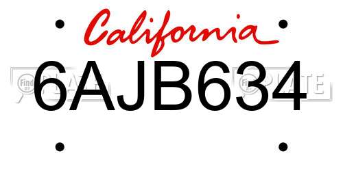 6AJB634 California License Plate