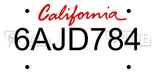 6AJD784 California License Plate