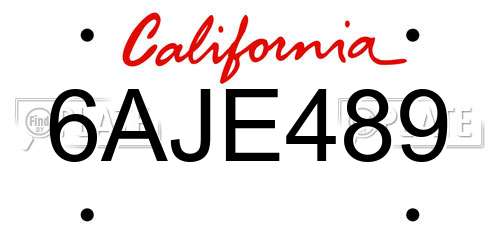 6AJE489 California License Plate