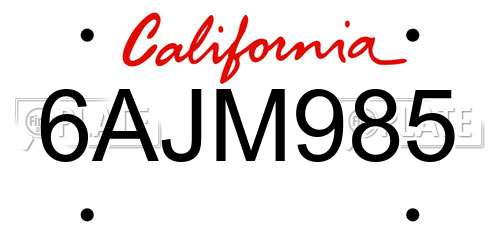 6AJM985 California License Plate