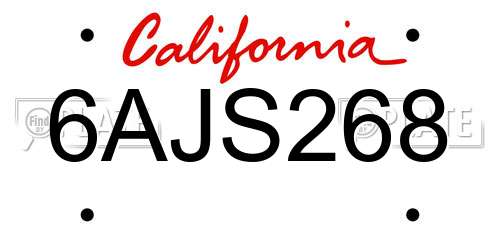 6AJS268 California License Plate