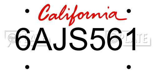 6AJS561 California License Plate