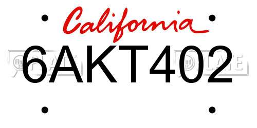 6AKT402 California License Plate