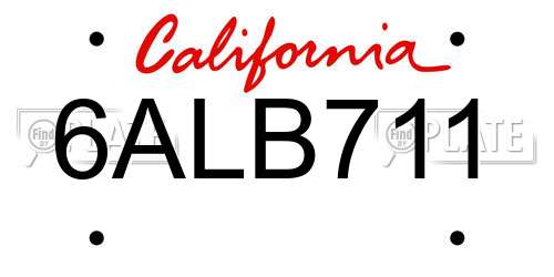 6ALB711 California License Plate