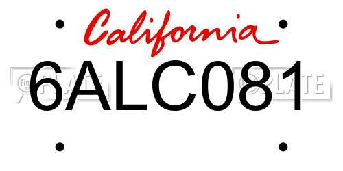 6ALC081 California License Plate