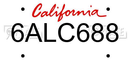6ALC688 California License Plate