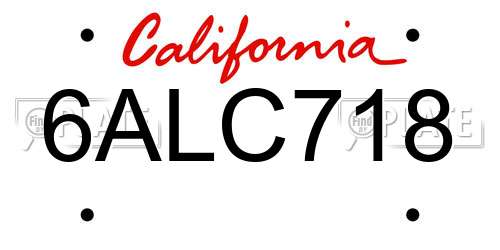6ALC718 California License Plate