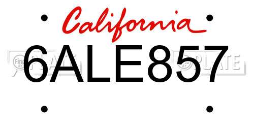 6ALE857 California License Plate