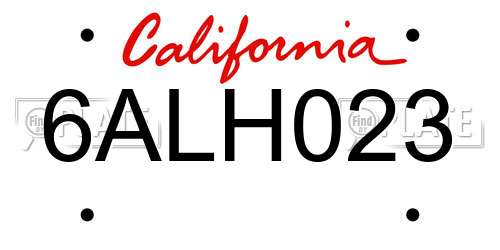 6ALH023 California License Plate