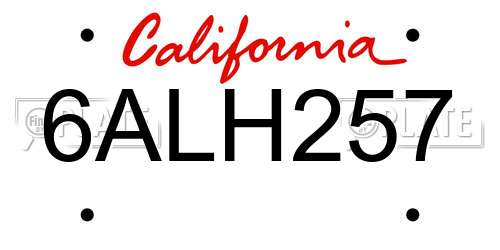 6ALH257 California License Plate