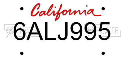 6ALJ995 California License Plate