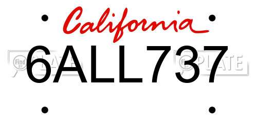 6ALL737 California License Plate