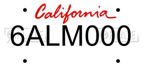 6ALM000 California License Plate