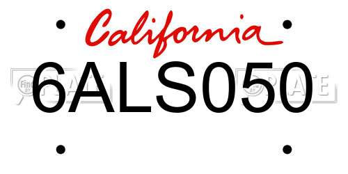 6ALS050 California License Plate