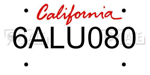 6ALU080 California License Plate