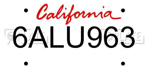 6ALU963 California License Plate