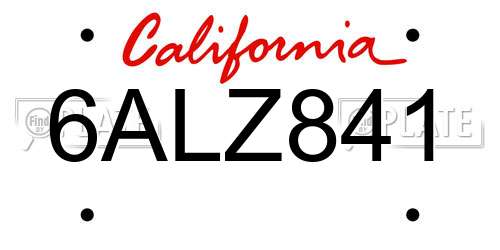 6ALZ841 California License Plate