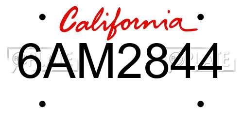 6AM2844 California License Plate