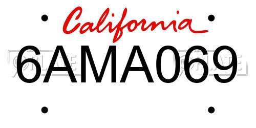 6AMA069 California License Plate
