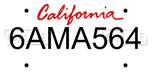 6AMA564 California License Plate