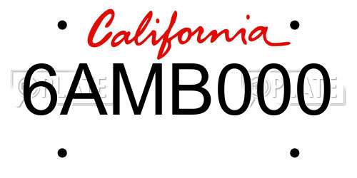 6AMB000 California License Plate