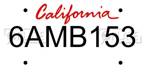 6AMB153 California License Plate