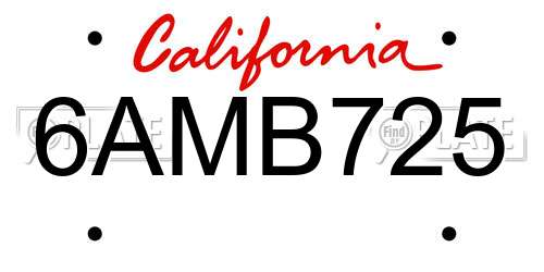 6AMB725 California License Plate