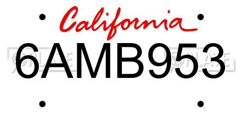 6AMB953 California License Plate